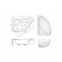 Акрилова ванна Besco Ada 140x90 L, асиметрична лівобічна (WAA-140-NL)