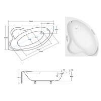 Акрилова ванна Besco Ada 160x100 L, асиметрична лівобічна (WAA-160-NL)