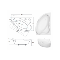 Акрилова ванна Besco Ada 160x100 R, асиметрична правобічна (WAA-160-NP)