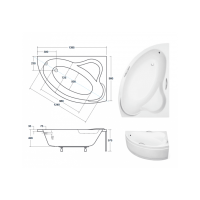 Акрилова ванна Besco Ada 140x90 R, асиметрична правобічна (WAA-140-NP)