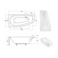 Акрилова ванна Besco Luna 150x80 L, асиметрична (WAL-150-NL)