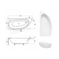 Акрилова ванна Besco Mini 150x70 L, асиметрична лівобічна (WAM-150-MNL)