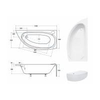 Акрилова ванна Besco Mini 150x70 R, асиметрична правобічна (WAM-150-MNP)