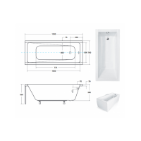 Ванна акрилова Besco Modern 120x70, пряма (WAM-120-MO)