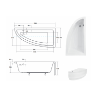 Акрилова ванна Besco Praktika 140x70 R, асиметрична (WAP-140-NP)