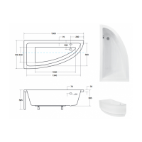 Акрилова ванна Besco Praktika 150x70 L, асиметрична (WAP-150-NL)