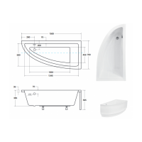 Акрилова ванна Besco Praktika 150x70 R, асиметрична (WAP-150-NP)
