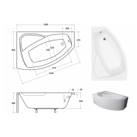 Акрилова ванна Besco Rima 140x90 L, асиметрична (WAR-140-NL)