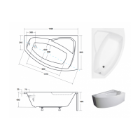 Акрилова ванна Besco Rima 140x90 R, асиметрична (WAR-140-NP)