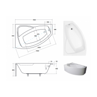 Акрилова ванна Besco Rima 150x95 L, асиметрична (WAR-150-NL)