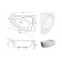 Акрилова ванна Besco Rima 150x95 R, асиметрична (WAR-150-NP)
