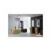 Окремостояча кам'яна ванна Besco Viya Glam 160x70, золота з сифоном click  clack (WMD-160-VZ)