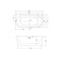 Ванна акрилова окремостояча пристінна під забудову плиткою Besco Vica Slim+ 170x80, біла  + сифон click-clack хром (WAVS-170-S+)