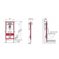Інсталяція TECE Profil 1120мм для встановлення підвісного унітаза (9.300.302)