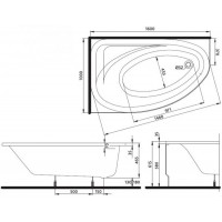 Ванна асиметрична Kolo Spring 160x100 см, ліва (XWA3061000)