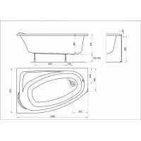 Ванна асиметрична Kolo Mystery 150x95 см, ліва (XWA3751000)