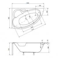 Акрилова ванна Besco Bianka 150x95 L, асиметрична (WAB-150-NL)