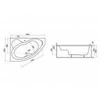 Ванна Polimat Mega асиметрична 160х105, L + ніжки (00230) Ванна Polimat Mega асиметрична 160х105, L + ніжки (00230)