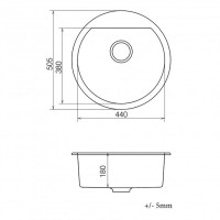 Кухонна мийка Vancor Tera TMR 01.50, 500x500 мм, Safari + Сифон Vankor Стандарт