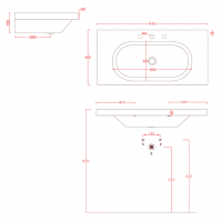 Підвісний умивальник ArtСeram Blend, gold lettering on black (BLL0050306)