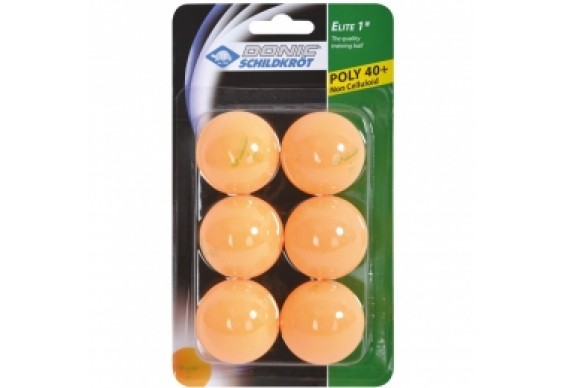 Мячики для настільного тенісу Donic-Schildkrot 1* ELITE 40+ plastic 6шт, оранжеві (60-8518)