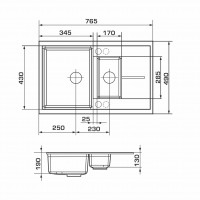 Кухонна мийка Granado Leon 765x490 мм, ivory + Сифон (1004)