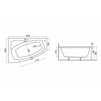 Ванна Polimat Frida асиметрична 160х105, R + ніжки (00978)