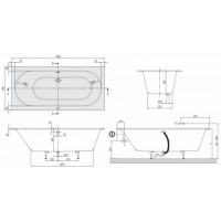 Ванна Villeroy&Boch Oberon Duo 190х90 + ніжки(UBQ199OBE2V-01)