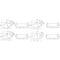 Ванна Polimat Frida асиметрична 140х80, R + ніжки (00268)