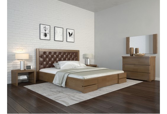Двоспальне ліжко Арбор Древ Регіна Люкс з підйомним механізмом ромб 160х190 бук (HD160.2)