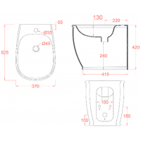 Підлоговий унітаз ArtCeram Azuley, black stripes (AZV0020110)