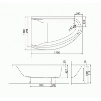 Ванна асиметрична Kolo Mirra з підголівником 170x110 см, ліва (XWA3371001)