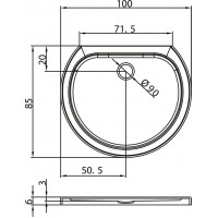 Душовий піддон NEW TRENDY RONDO ULTRA 100x85x6 см (B-0342)