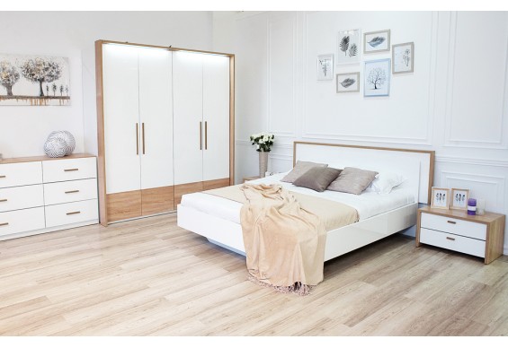 Двоспальне ліжко Embawood Верона 160x200, дуб сонома/білий (EW2)