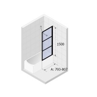 Шторка для ванни Riho GRID GB 501, 793-807 мм, права (GBB5080002)