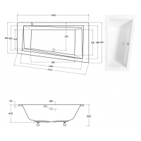 Акрилова ванна Besco Intima Slim 150x85 R, асиметрична (WAIT-150-SP)