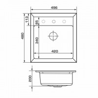 Кухонна мийка Granado Merida 496x480 мм, terra + Сифон (0303)
