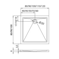 Душовий піддон NEW TRENDY CANTARE 100x90x6 см (B-0141)