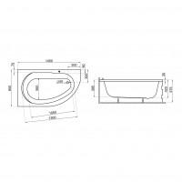 Ванна Polimat Miki асиметрична 145х85, L + ніжки (00421)