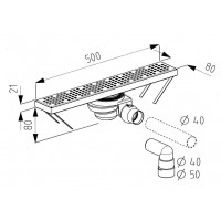 Трап для монтажу в підлогу Radaway Floorline 500x80 (CS50P)