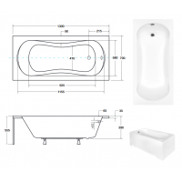Акрилова ванна Besco Aria 130x70, пряма (WAA-130-PA)