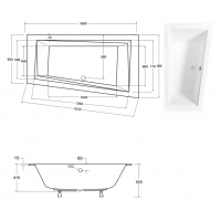 Акрилова ванна Besco Intima Slim 160x90 R, асиметрична (WAIT-160-SP)