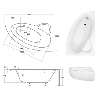 Акрилова ванна Besco Natalia Premium 150x100 R, асиметрична + ручки (WAN-150-NPS)