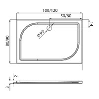 Душовий піддон NEW TRENDY SAVOS 120x90x3 см (B-0358)