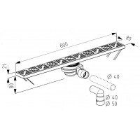 Трап для монтажу в підлогу Radaway Floorline 800x80 (CS80P)