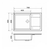 Кухонна мийка Granado Alicante 780x495 мм, gris + Сифон (2408)