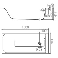 Ванна Colombo Фортуна 160х70 без ніжок (SWP166000N)