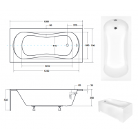 Акрилова ванна Besco Aria 140x70, пряма (WAA-140-PA)