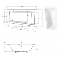 Акрилова ванна Besco Intima Slim 160x90 L, асиметрична (WAIT-160-SL)