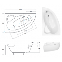 Акрилова ванна Besco Natalia 150x100 L асиметрична + ручки (WAN-150-NL)